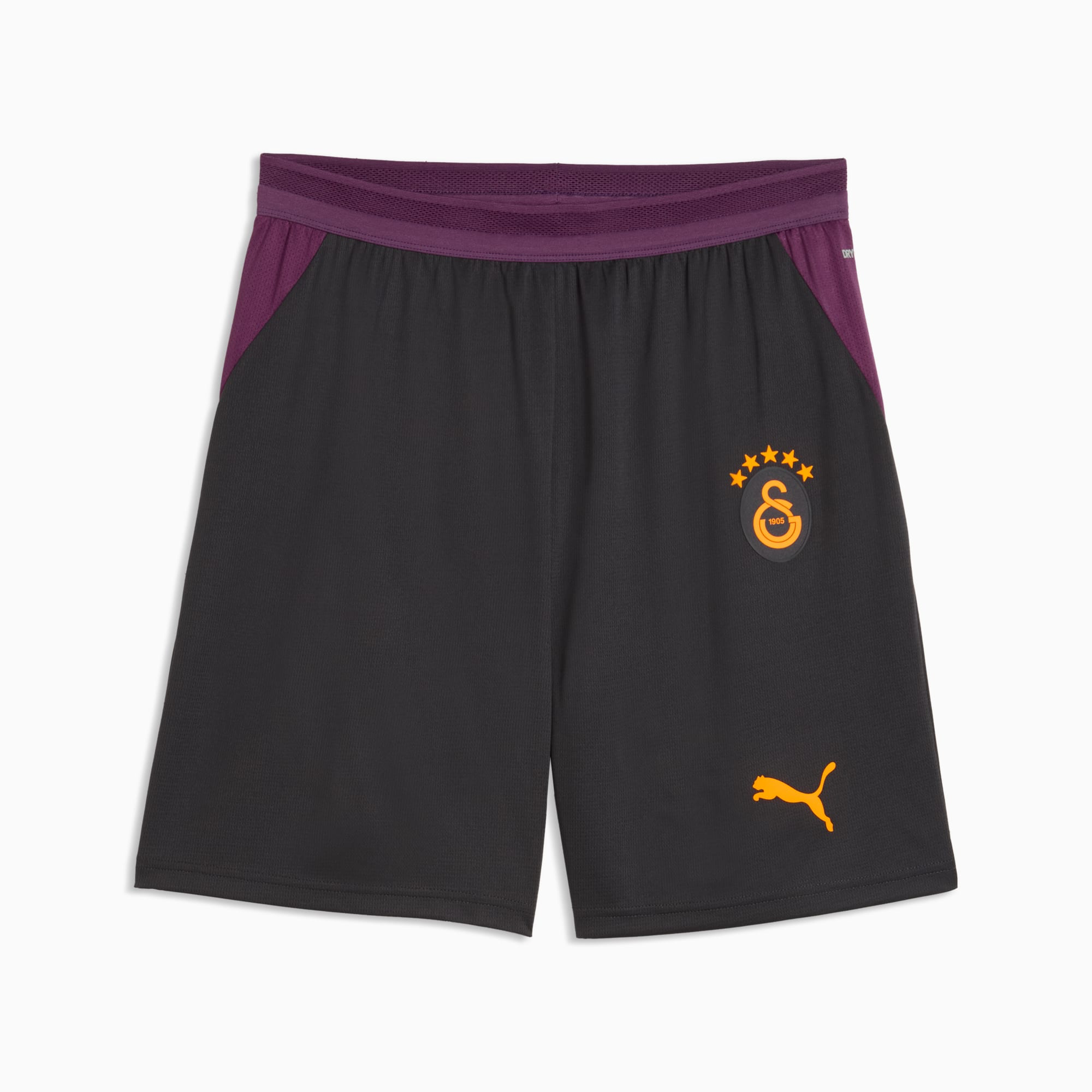 Mens Galatasaray Away Shorts 2026/27 Mens Galatasaray Away Shorts 2026/27 dark charcoal shorts front view with plum mesh panels and 5-star crest