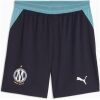 Mens Marseille Away Shorts 2026/27 navy shorts front view with turquoise mesh panels and OM star crest