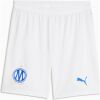 Mens Marseille Home Shorts 2026/27 white shorts front view with blue OM crest and azure Puma Cat