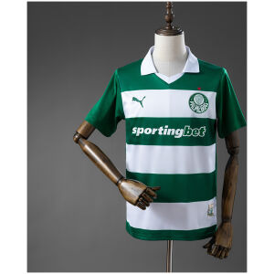 Mens Palmeiras White and Green Striped Special Edition Jersey 2025/26 Mens Palmeiras White and Green Striped Special Edition Jersey 2025/26 front view on mannequin