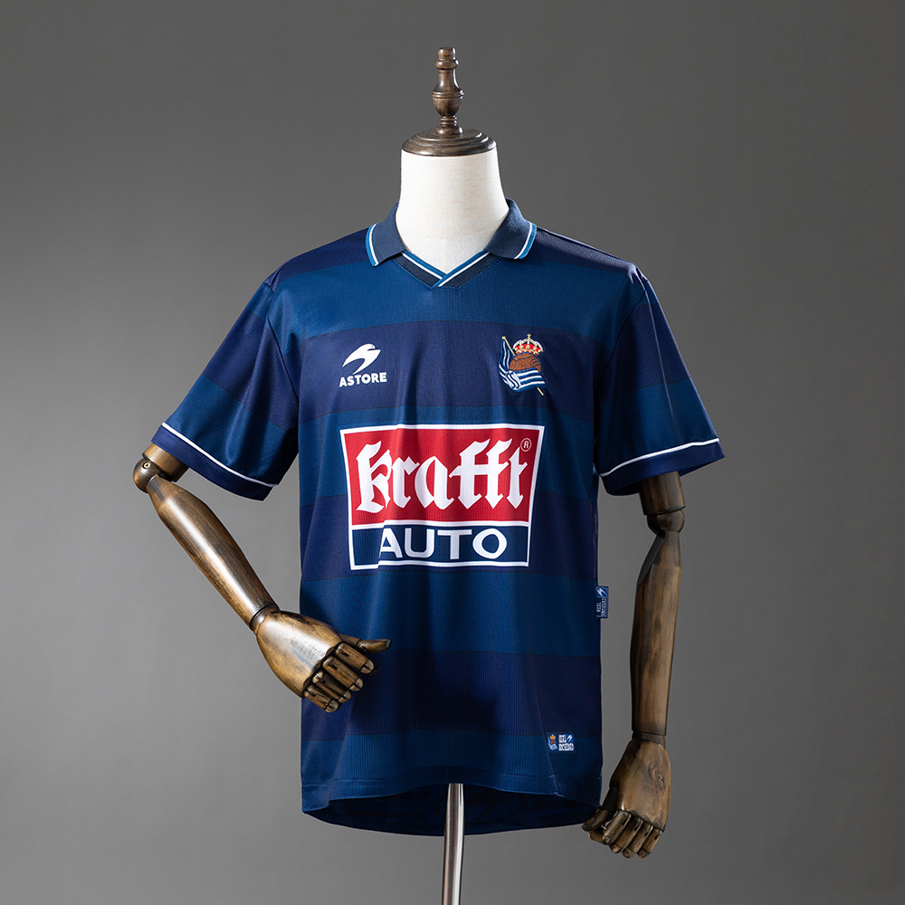 Mens Real Sociedad Retro Away Jersey 1999/00 Mens Real Sociedad Retro Away Jersey 1999/00 front view on mannequin