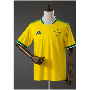 Mens Cruzeiro Brazil Edition Jersey 2026/27 front view in yellow and green with 5-star crest