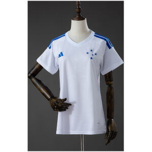 Womens Cruzeiro Away Jersey 2026/27 front view in white with blue stripes and 5-star crest