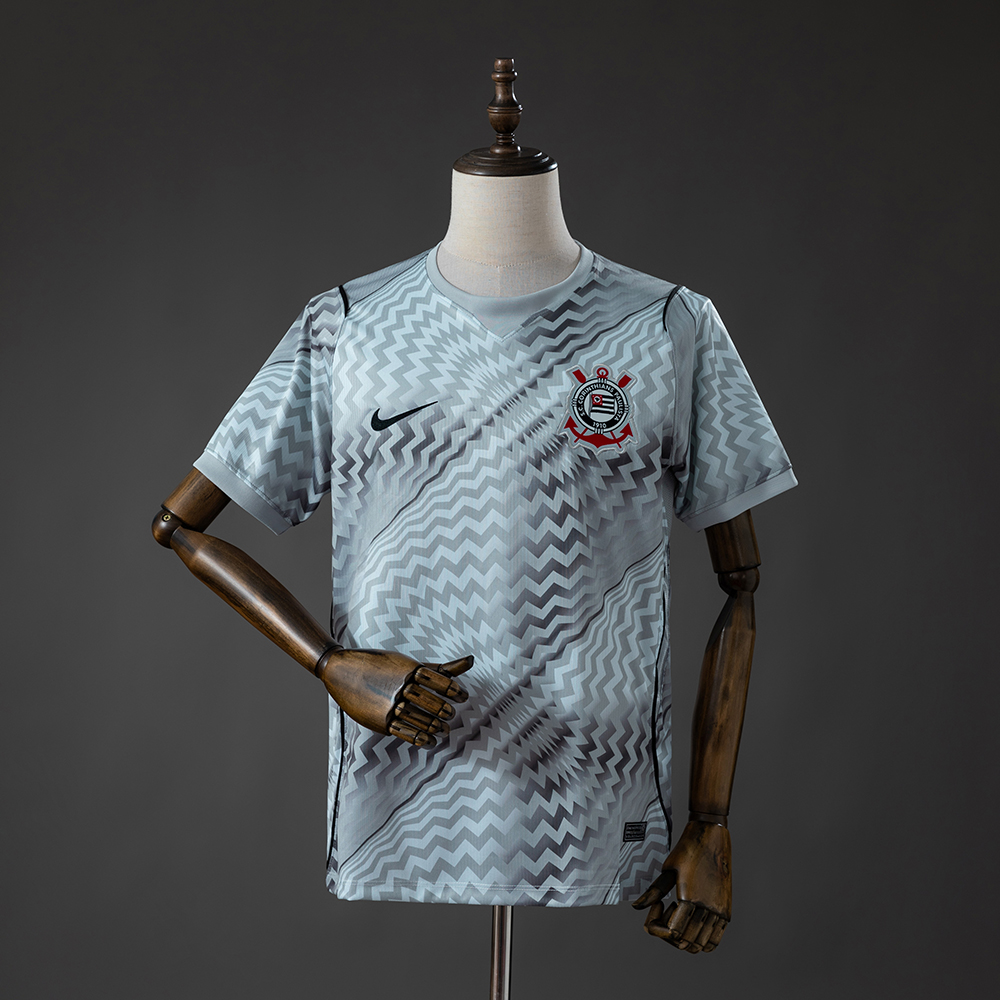 Mens Corinthians GK Grey Jersey 2026/27 Mens Corinthians GK Grey Jersey 2026/27 front view in silver grey with 3D chevron pattern and crest