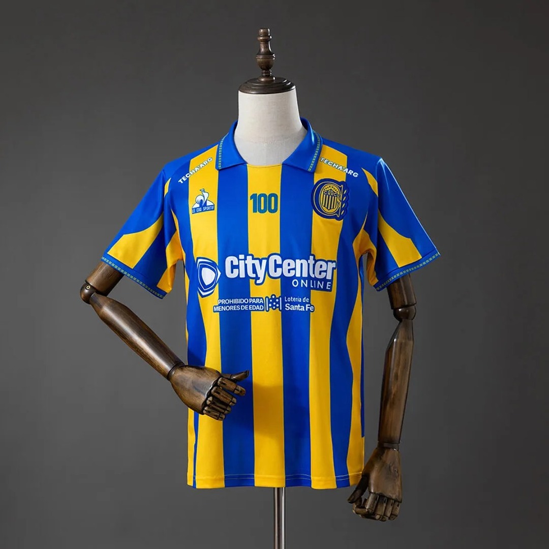 Mens Rosario Central 100th Anniversary Jersey 2026/27 Mens Rosario Central 100th Anniversary Jersey 2026/27 front view in yellow and blue