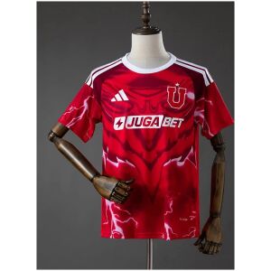 Mens Universidad de Chile Second Away Jersey 2026/27 Mens Universidad de Chile Second Away Jersey 2026/27 front view in red with lightning graphics and U crest