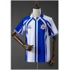Mens Deportivo La Coruna X Bebet Pompeii Style Retro Collaboration Jersey 2026/27 front view with blue white stripes and polo collar
