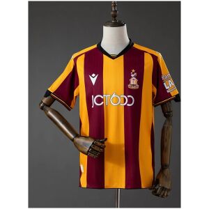 Mens Bradford City AFC Home Jersey 2026/27 front view in claret and amber stripes with JCT600 sponsor