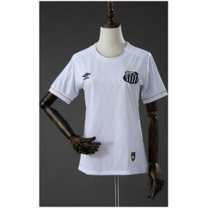 Womens Santos Home Jersey 2026/27 Womens Santos Home Jersey 2026/27 front view in white with gold collar trim and Santos FC crest