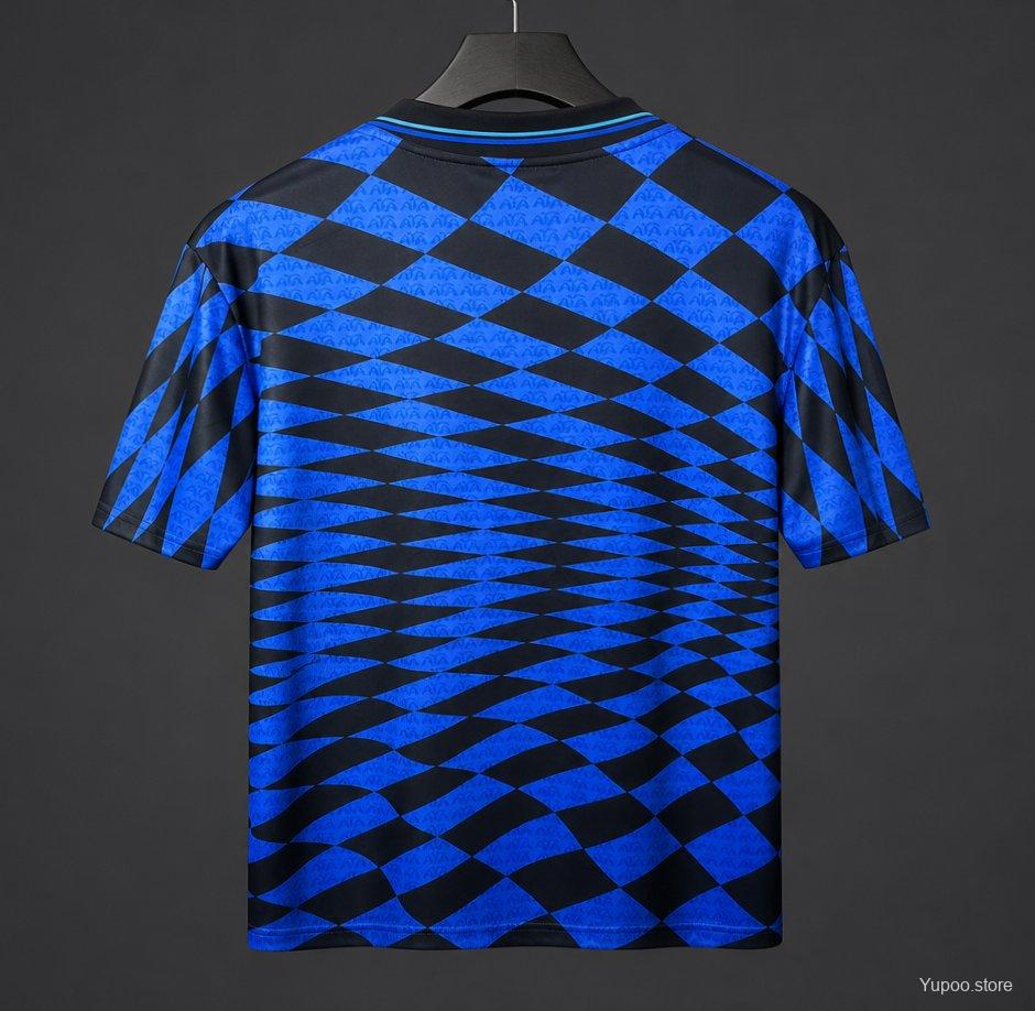Mens Argentina x Thrasher x AFA Blue Checkered Collaboration Jersey 2026 Mens Argentina x Thrasher x AFA Blue Checkered Collaboration Jersey 2026 rear view showing authentic team styling