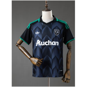 Mens RC Lens Away Jersey 2026/27 Mens RC Lens Away Jersey 2026/27 front view in dark navy with chevron pattern and green trim