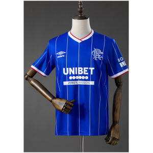 Mens Rangers Home Jersey 2026/27 front view in royal blue with white pinstripes and RFC crest