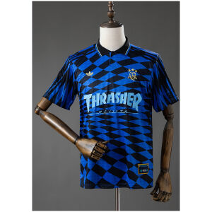Mens Original X Thrasher X AFA Argentina Collaboration Jersey Mens Original X Thrasher X AFA Argentina Collaboration Jersey front view in blue and black argyle