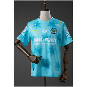 Mens Montevideo City Torque Home Jersey 2026/27 front view in sky blue with cyan halftone graphics