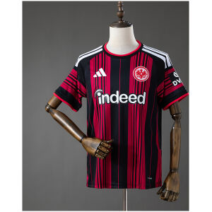 Mens Frankfurt Home Jersey 2026/27 front view in black and red vertical stripes with eagle crest