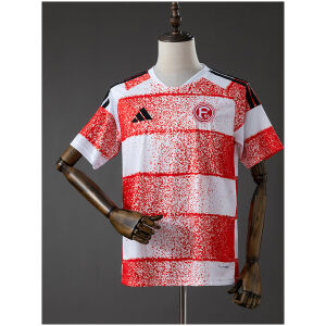 Mens Düsseldorf Home Jersey 2026/27 front view with red and white spray-textured hoops
