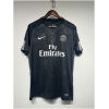 Mens PSG Retro Third Jersey 2017/18 front view on hanger in black with white Fly Emirates sponsor