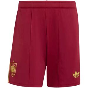 Mens Spain Away Shorts 2026 front view in crimson maroon with front pleats and gold RFEF crest