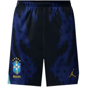 Mens Brazil Away Shorts 2026 front view with royal blue brushstroke pattern and 5-star CBF crest