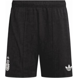 Mens Argentina Away Shorts 2026 front view in black with front pleats and white 3-star AFA crest