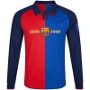 Mens Barcelona Long Sleeve Home Jersey 1999/00 front view in halved Blaugrana with gold Centenary embroidery