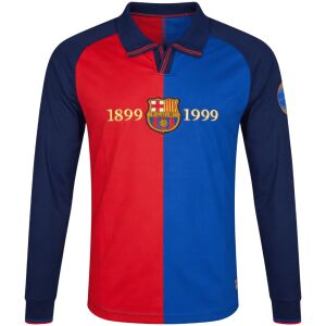Mens Barcelona Long Sleeve Home Jersey 1999/00 front view in halved Blaugrana with gold Centenary embroidery