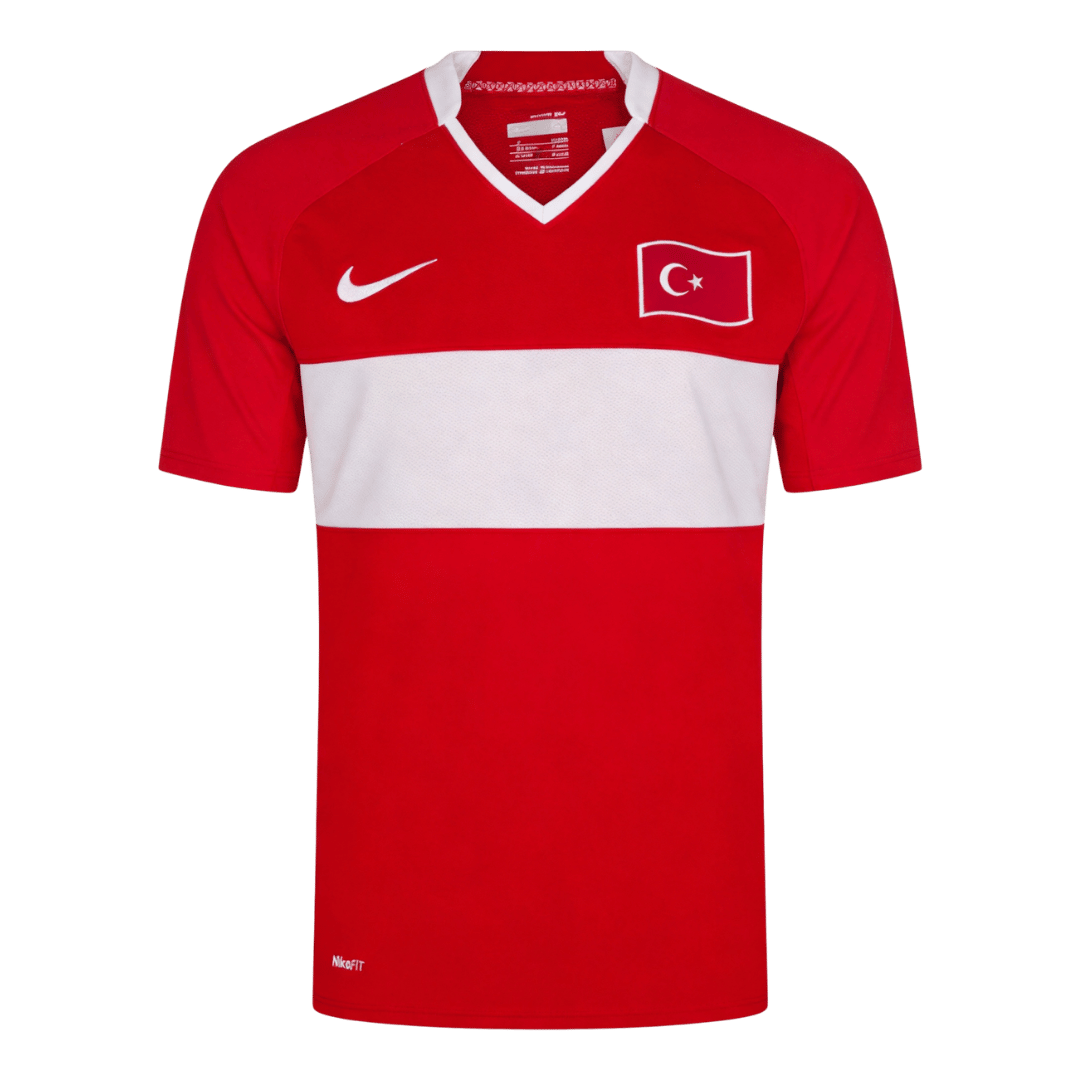 Mens Turkey Retro Home Jersey 2008 Mens Turkey Retro Home Jersey 2008 front view in red with bold white chest band and national badge
