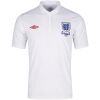 Mens England Retro Home Jersey 2009 front view in tailored white with polo collar and Three Lions crest