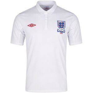 Mens England Retro Home Jersey 2009 front view in tailored white with polo collar and Three Lions crest