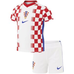 Kids Croatia Home Kit 2026 complete white uniform set front view with red checkered jersey and shorts