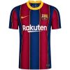 Mens Barcelona Retro Home Jersey 2020/21 front view in Blaugrana stripes with Rakuten sponsor