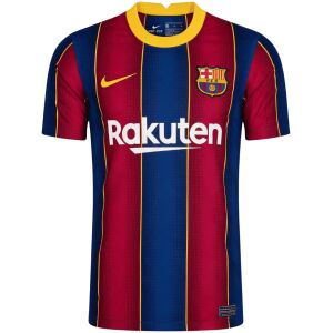 Mens Barcelona Retro Home Jersey 2020/21 front view in Blaugrana stripes with Rakuten sponsor