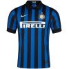 Mens Inter Milan Retro Home Jersey 2011/12 front view in blue and black stripes with Pirelli sponsor