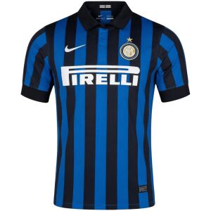 Mens Inter Milan Retro Home Jersey 2011/12 front view in blue and black stripes with Pirelli sponsor