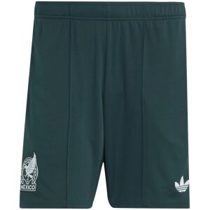 Mens Mexico Away Shorts 2026 dark green athletic shorts front view with white Mexico crest and Trefoil logo