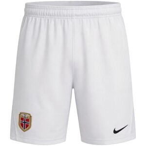 Mens Norway Home Shorts 2026 crisp white athletic shorts front view with NFF crest and Nike Swoosh
