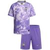 Kids South Korea Away Kit 2026 youth uniform set front view with lilac floral jersey and shorts