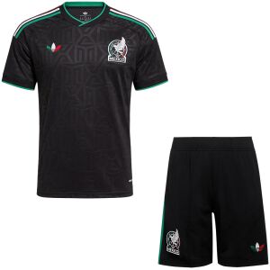 Mens Mexico Third Kit 2026 complete black uniform set front view with Aztec graphic jersey and shorts