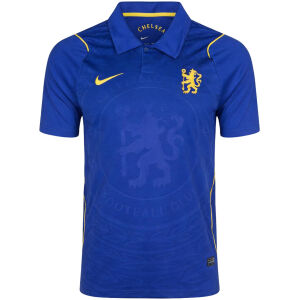 Mens Chelsea Home Jersey 2026/27 front view in royal blue with polo collar and yellow lion crest