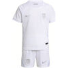 Kids Norway Third Kit 2026 matching white shirt and shorts set front view with silver crest