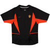 Mens Belgium Retro Away Jersey 2002 front view in black with red flank inserts and team crest