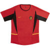 Mens Belgium Retro Home Jersey 2002 front view in red with black side panels and team crest