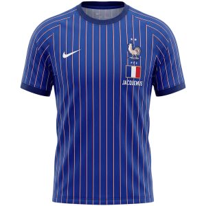 Mens France Pre-Match Jersey 2026 Mens France Pre-Match Jersey 2026 front view in royal blue with pinstripes and FFF crest