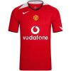 Mens Manchester United Retro Home Jersey 2004/06 front view in red with central crest and Vodafone sponsor