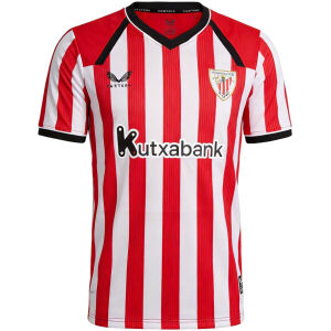 Mens Athletic Club de Bilbao Home Jersey 2026/27 front view in red and white stripes with Kutxabank logo