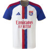 Mens Olympique Lyonnais Home Jersey 2026/27 front view in white with blue sleeves and split center stripe