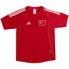 Mens Turkey Retro Home Jersey 2002 front view in crimson red with Turkish flag crest and side mesh panels