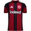 Mens Eintracht Frankfurt Home Jersey 2026/27 front view in black and red stripes with indeed sponsor
