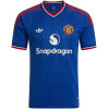 Mens Manchester United Away Jersey 2026/27 front view in royal blue with Trefoil logo and Snapdragon sponsor