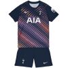 Kids Tottenham Hotspur Away Kit 2026/27 front view featuring graphic away jersey and navy shorts